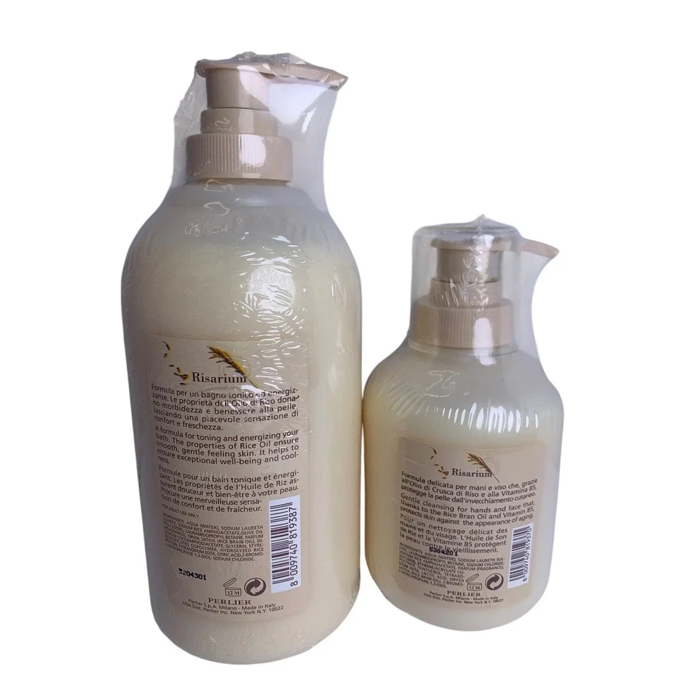 PERLIER‎ Risarium Rice Oil Bath Shower Cream 16.9oz & Liquid Soap 8.4oz Set New